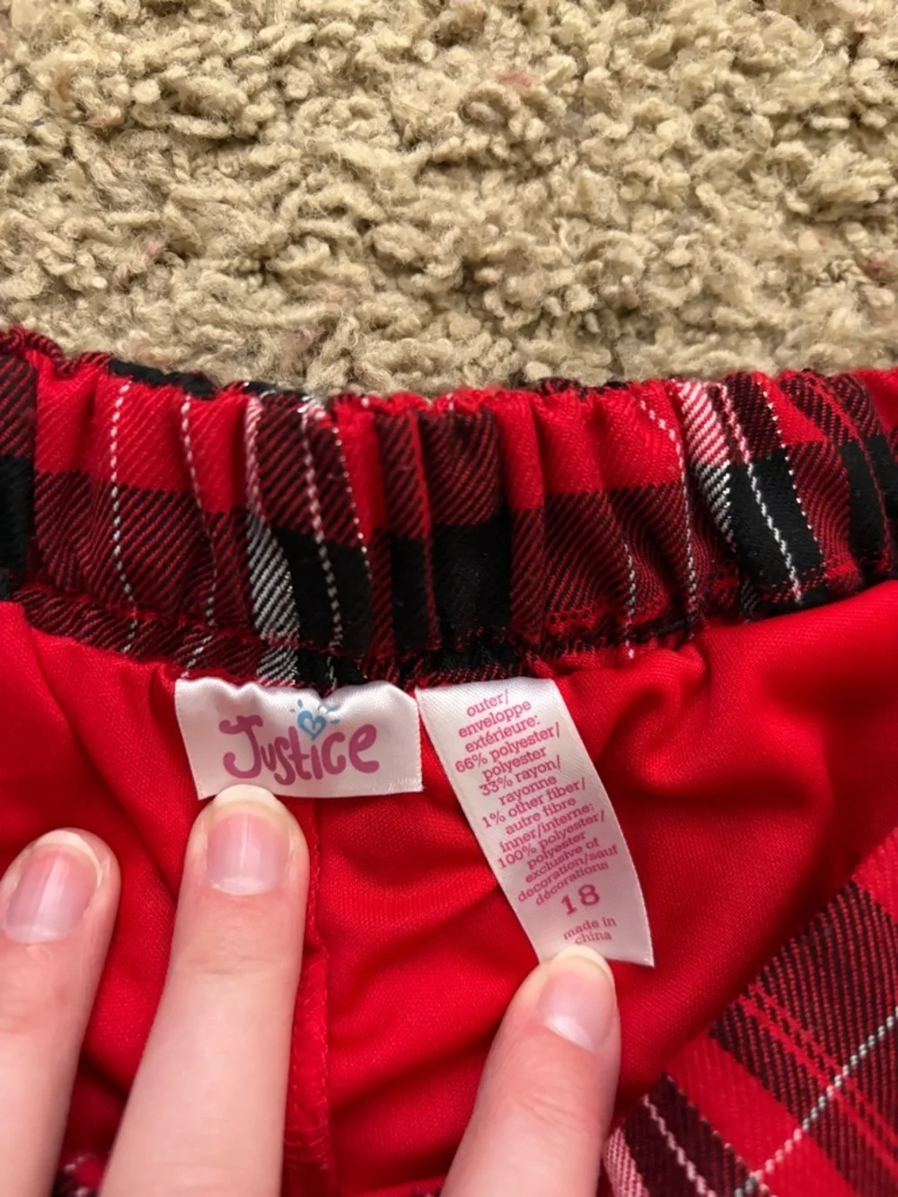 Justice Girl’s Mini Plaid Belted Red Skirt Girl’s Sz 18 Preppy Punk
